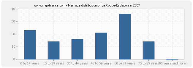 Men age distribution of La Roque-Esclapon in 2007